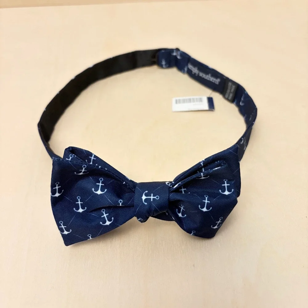Simply Southern Bow Tie Mens Navy Blue Nautical Anchor NEW Preppy Adjustable